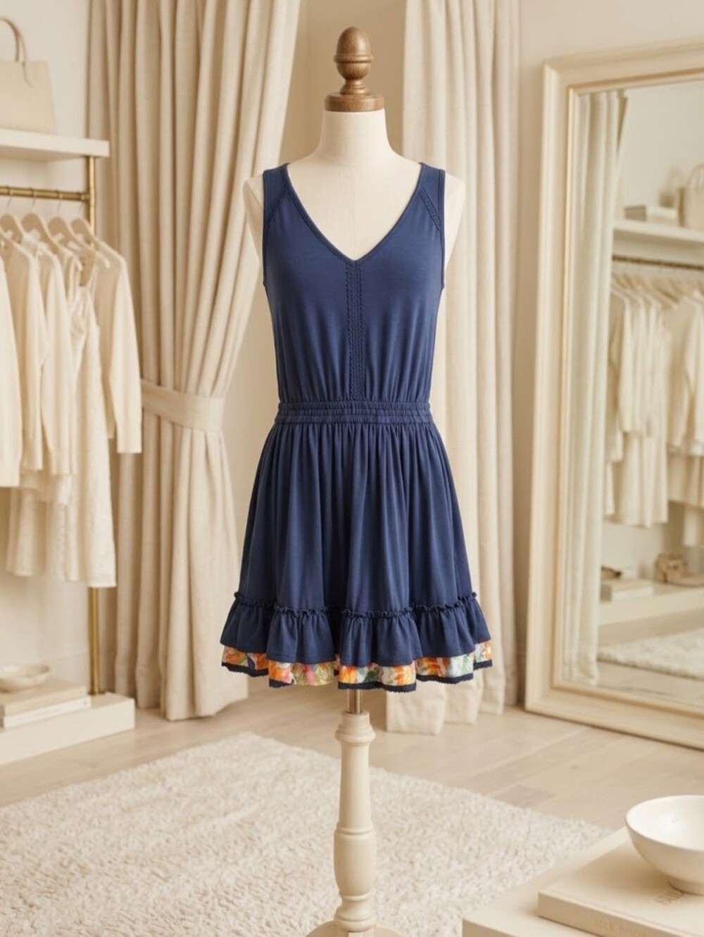 Matilda Jane Blue Floral Ruffle Dress Size S
